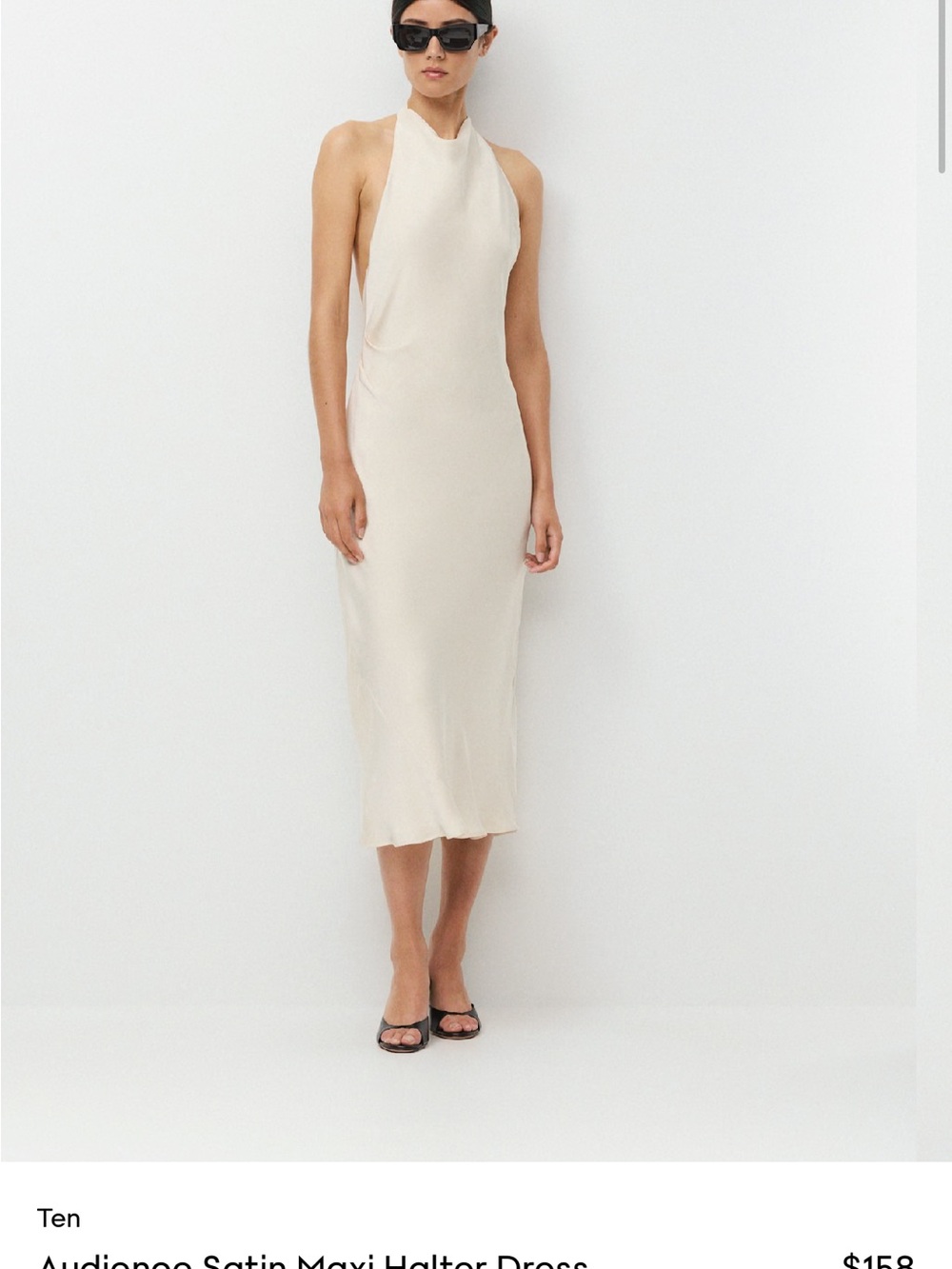 Aritzia Cream Satin Halter Midi Dress